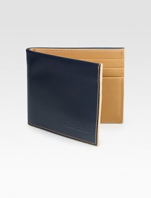 Handsomely crafted calfskin leather features a retro-inspired, two-tone detail with constrast stitching.Six card slots4W x 3¼HMade in Italy