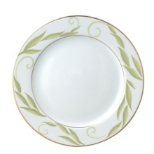 Frivole combines daring originality with soft feminity to create a sophisticated design for the table. Sprawling leaf-work designs add exuberant elegance to this whimsical pattern. Coordinating colors of amethyst and sage with gold trim allow versatility when entertaining formally or casually.