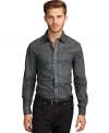 Trust your animal instincts and get yourself dressed up in this sleek animal print button down by Kenneth Cole New York.