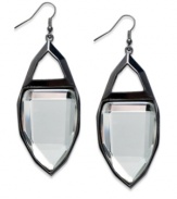 Walk the edge with Bar III. Teardrop silhouettes get to the point on these crystal drop earrings. Crafted in hematite tone mixed metal. Approximate drop: 2-1/2 inches.