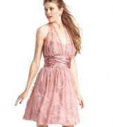 Play-up your feminine style in a dress from Morgan that unites glittered, a-line design with a charming halter neckline!