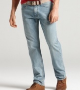 With a lighter wash, there's no need to wait years to achieve the casual, lived-in look of these Tommy Hilfiger jeans.