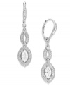 Definitely dazzling! Glittering glass accents and crystals combine with cubic zirconias (1 ct. t.w.) on these stunning drop earrings from Eliot Danori. Set in silver tone mixed metal, they include a secure leverback closure. Approximate drop: 1 inch.