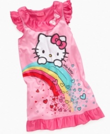 Over the rainbow. She'll have sweet adventures in her dreams when she's wearing this super sweet Hello Kitty nightgown from AME.