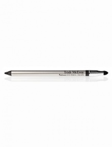 Trish's intensely pigmented, longest-wearing gel eye liner in pencil form glides on effortlessly inside or outside the lash line for high-powered definition while the built-in sponge tip perfectly softens liner for an easy smokey eye. The complimentary sharpener ensures the ideal shape for the best application. Smudge-proof, long-wear, color-true. 