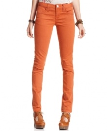 Rock denim that pops in these colored, five-pocket skinny jeans from American Rag.