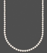 Look glamorous and poised in perfect pearls. Belle de Mer necklace features A+ Akoya cultured pearls (6-6-1/2 mm) set in 14k gold. Approximate length: 30 inches.