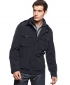 Layer up for any weather pattern. This Hugo Boss jacket will be a lightweight essential for the season.