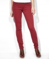 Super-saturated red wash makes Levi's 524 skinny jeans a bright denim pick for fall!