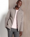 Getting caught in the rain will be no big deal when you're sporting this waterproof jacket from Perry Ellis.