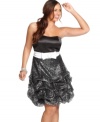 Shimmer the night away with Ruby Rox's strapless plus size dress, spotlighting a sequined skirt.