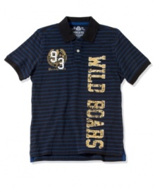 Go a little wild. Step up your striped style with this graphic polo shirt from American Rag.