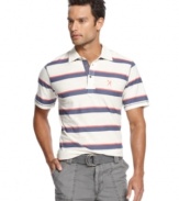 A slub weave rubs a little of the polish off this polo shirt for the perfect laid back look from Marc Ecko Cut & Sew.