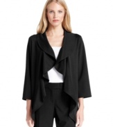 A cross between a draped cardigan and a sophisticated blazer, Calvin Klein's jacket features ponte knit fabric for just the right amount of structure.