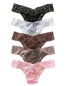 A soft, stretchy lace thong in Hanky Panky's original style. Great colors and super comfortable in signature stretch lace. Cotton gusset.