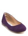 An elegant ballet flat from Steve Madden, with suede upper and microsuede back panel. Lace up detail in back.