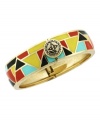 A classic remix on a retro-chic style. BCBGeneration's funky colorblock bangle combines black, turquoise, yellow and red enamel in punchy geometric shapes. Set in gold tone mixed metal with a hinge clasp. Approximate diameter: 3 inches.