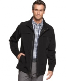 Don't bulk up. Stay comfortable and stylish on those cool nights in this lightweight jacket from Perry Ellis.