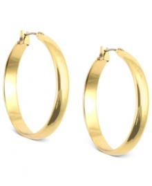 Go full circle with this set of hoop earrings from Anne Klein. Crafted from gold-tone mixed metal, the pair makes a subtle, yet bold statement. Approximate diameter: 1-1/4 inches.