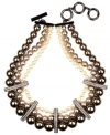 Haute chocolate. Give in to Givenchy's elegant collar necklace crafted from blush, chocolate, and white glass pearls with sparkling crystal-encrusted spacers. Set in brown gold-plated mixed metal. Approximate length: 16 inches + 2-inch extender.