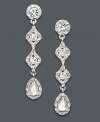 Get academy award-winning style with these glamorous drops. Charter Club earrings feature round and pear-cut crystals in a silver tone mixed metal setting. Approximate drop: 3 inches.