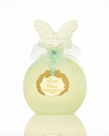 Annick Goutal created this fragrance for her daughter as a young girl that she always named Petite Cherie. A fruity floral that recalls purity and boldness. Pear, peach, musky rose, fresh cut grass and vanilla. Presented in a beautiful green butterfly bottle.