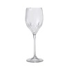 Delicately cut fine crystal stemware adds a graceful note to your formal dining. Shown from left to right: iced beverage, goblet, wine, flute.