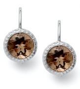 Neutral perfection. Victoria Townsend's sweet leverback earrings shine with the addition of round-cut smokey topaz (8 ct. t.w.). Crafted in sterling silver. Approximate drop: 3/4 inch.