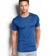 You could just wear it to the gym, but we think you'll like the performance properties so much that you'll want to buy an extra so you can wear it all the time: Two-pack of Alfani crew-neck T-shirts made with moisture-wicking, anti-microbial stretch fiber.