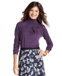 Jones New York puts a new spin on the basic turtleneck with chic pleats at the chest in this great look. (Clearance)