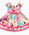 She'll be colorful and fancy-free in this beautiful dress from Sweet Heart Rose. Ribbon accents embellish the frock. Bloomers are included.