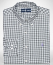 Square off. Crafted in a crisp check, this Polo Ralph Lauren shirt is a modern addition to your work wardrobe.