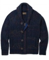 Cozy and classic, this handsome cardigan from Lucky Jeans will keep you stylishly warm all winter.