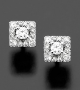 Add a touch of glamour to your look with sparkling square studs. Earrings feature a round-cut center diamond (1/4 ct. t.w.) with surrounding round-cut diamond accents in a square pattern. Crafted in 14k white gold. Approximate diameter: 1/4 inch.