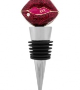 Seal it with a kiss. From Betsey Johnson comes this glitter lips wine stopper, crafted from metal with glass crystal accents and gold-tone details. Item comes packaged in a signature Betsey Johnson Gift Box. Approximate length: 3-1/2 inches.