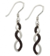 A beauty that lasts. Victoria Townsend's infinity-shaped earrings are crafted from sterling silver with black diamond accents adding an elegant touch. Approximate drop: 1-1/2 inches.