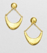 From the Arc Collection. A stunning crescent drop design in radiant 24k gold with an elegant granulated surface. 24k goldDrop, about 1.8Post backImported 