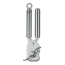 This stainless steel Rösle can opener is an integral component in Rösle's open kitchen concept. Ideal for small kitchens, attachments hang via hooks on a wall rail with space-saving convenience.