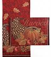 Harvest the best of fall. Fresh ingredients and scrolling vines layered in Splendor of Autumn placemats provide a natural transition to a cool and colorful new season. (Clearance)