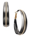 Intergalactic glamour. Alfani puts a modern twist on a traditional pair of hoop earrings. Crafted in hematite-plated mixed metal with a gold-plated stripe. Approximate diameter: 2-1/8 inches.