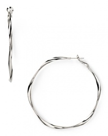 Delicately twisted, this pair of metal hoop earrings from Aqua is a sophisticated take on a classic style. Make them part of your 24/7 collection to add a simple, silvery touch to every look.