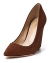 Pointy-toed suede pumps add soft, chic appeal to any look. By Jean-Michel Cazabat.