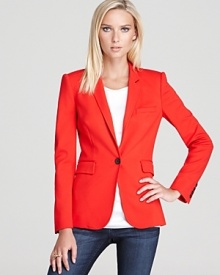 Add a sophisticated top layer to your workday looks with this classic Aqua jacket--a versatile wardrobe essential.