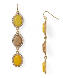 Luscious lemon colored stones descend from these linear drop earrings by Aqua.