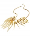 Look sharp with this statement necklace from Bar III. Crafted from gold-tone brass, the spiked accents are right on point when it comes to fashion. Approximate length: 16 inches + 2-inch extender.