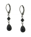 Drop dead gorgeous! 2028's standout earrings feature faceted, jet acrylic beads with a hematite tone mixed metal setting and lever backing. Approximate drop: 1-1/2 inches.