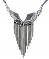 Soar with natural style. Bar III's wing-designed necklace highlights a tassel drop. Crafted in hematite tone mixed metal. Approximate length: 19 inches + 2-inch extender. Approximate drop: 7 inches.