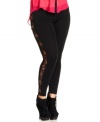 Lace insets lend a sassy feel to ING's plus size leggings-- pair them with the season's hottest tops!