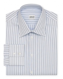 Armani Collezioni Light Blue with Navy Stripe Dress Shirt - Slim Fit