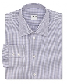 Armani Collezioni Purple and Pink Mini-Check Dress Shirt - Slim Fit